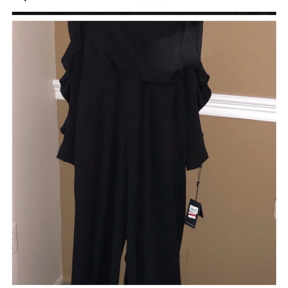 adrianna papell ruffle woman’s jumpsuit